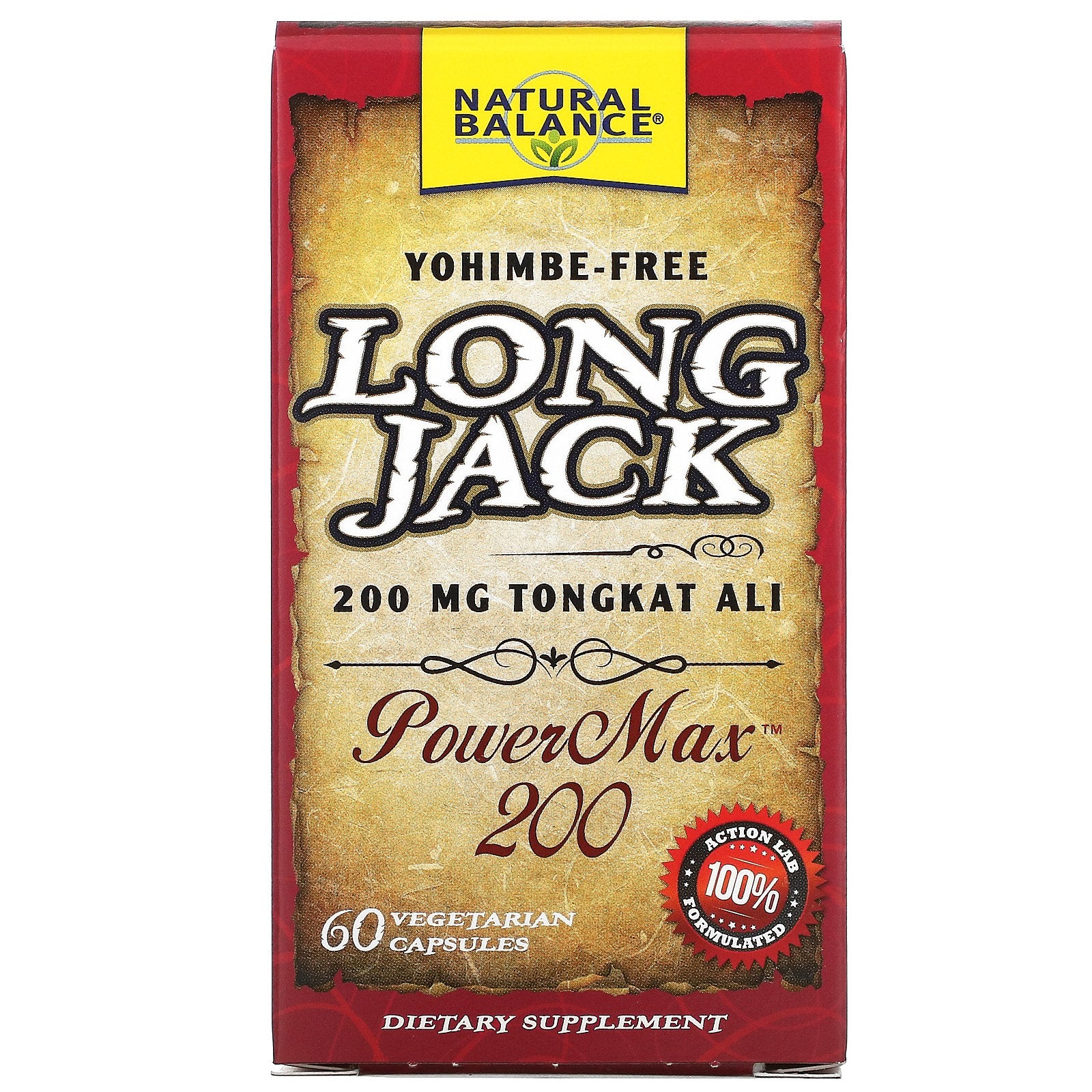 Natural Balance, Long Jack, PowerMax 200, 60 Vegetarian Capsules UPC 047868894129 | HiLife Vitamins